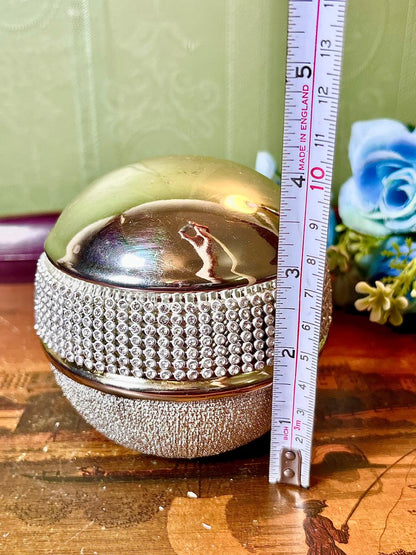 Silver & Gold-Tone Decorative Lidded Jar 4 Inch