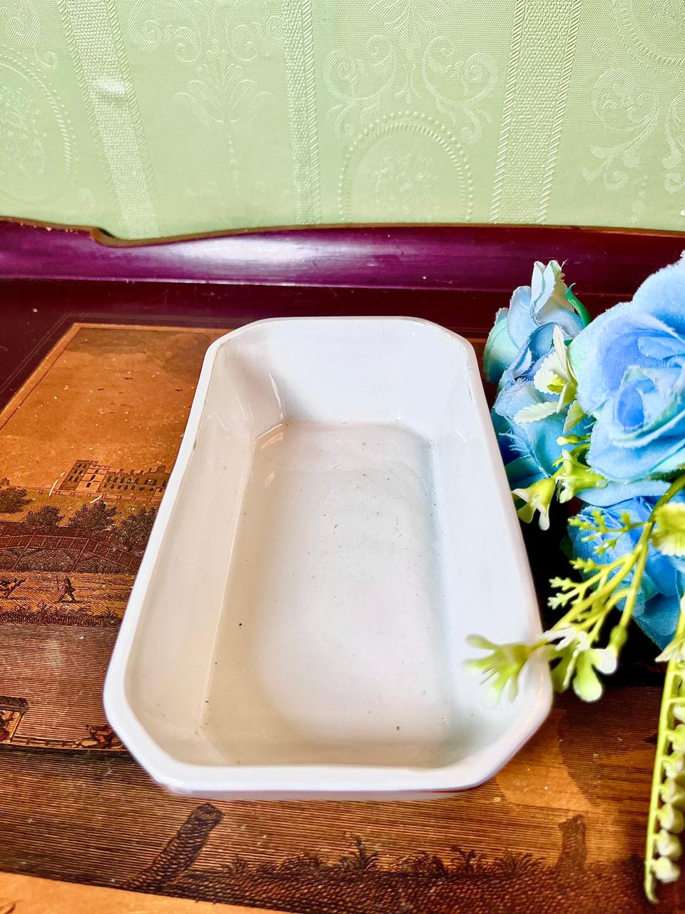Vintage Floral Rectangular Serving Dish Pink Roses 7 Inch