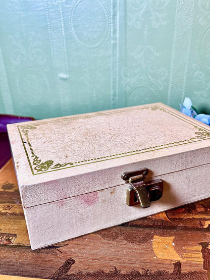 Decorative Wooden Box with Gold-Tone Border 9 Inch