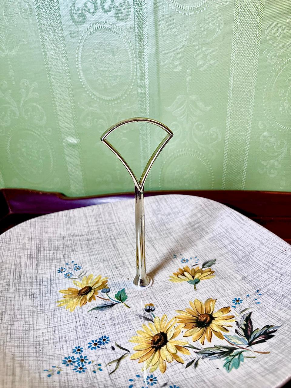 J&G Meakin Summertime Floral Pastry Platter with Handle 10 Inch