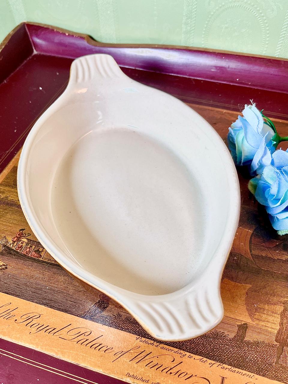 Vintage Brown Ceramic Oven-Safe Baking Dish 10 Inch