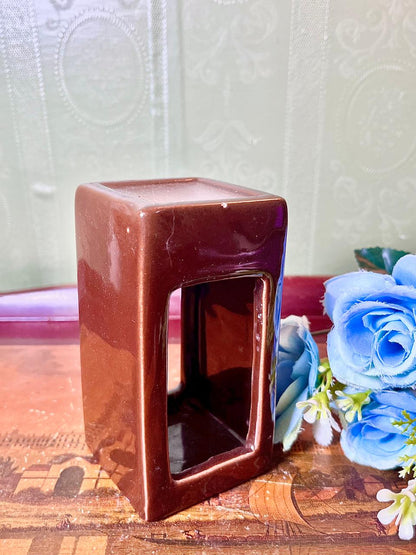 Brown Rectangular Open-Burner Decorative Holder 5 Inch