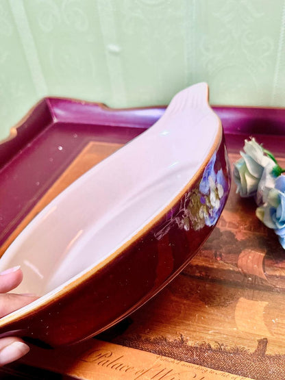 Vintage Brown Ceramic Oven-Safe Baking Dish 10 Inch