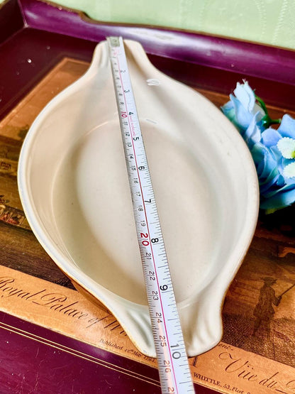 Vintage Brown Ceramic Oven-Safe Baking Dish 10 Inch