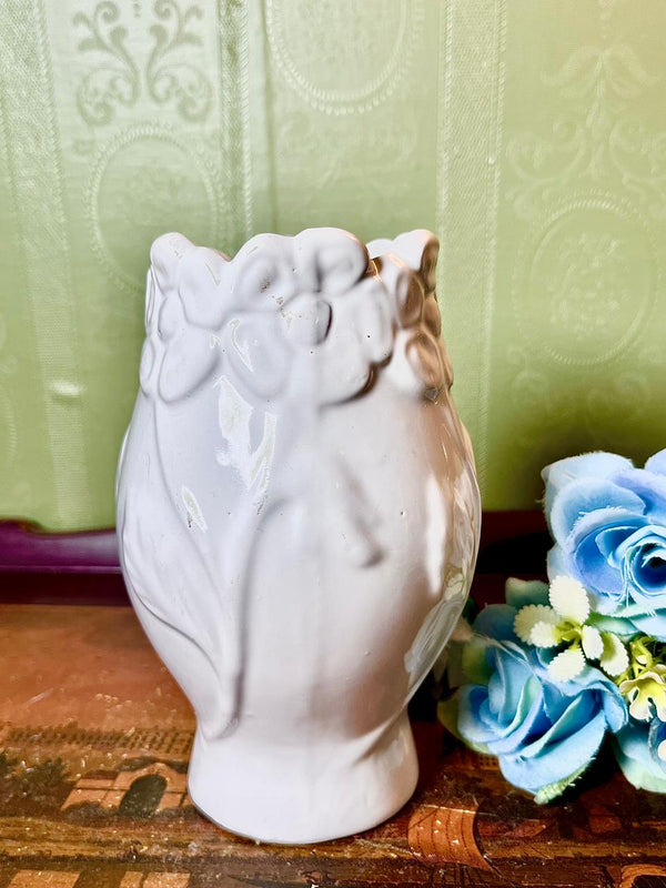Vintage White Ceramic Sculptural Vase Made in Portugal 6 Inch