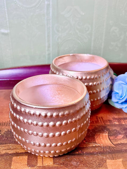2-Piece Gold-Tone Textured Candle Holder Set 3.25 Inch