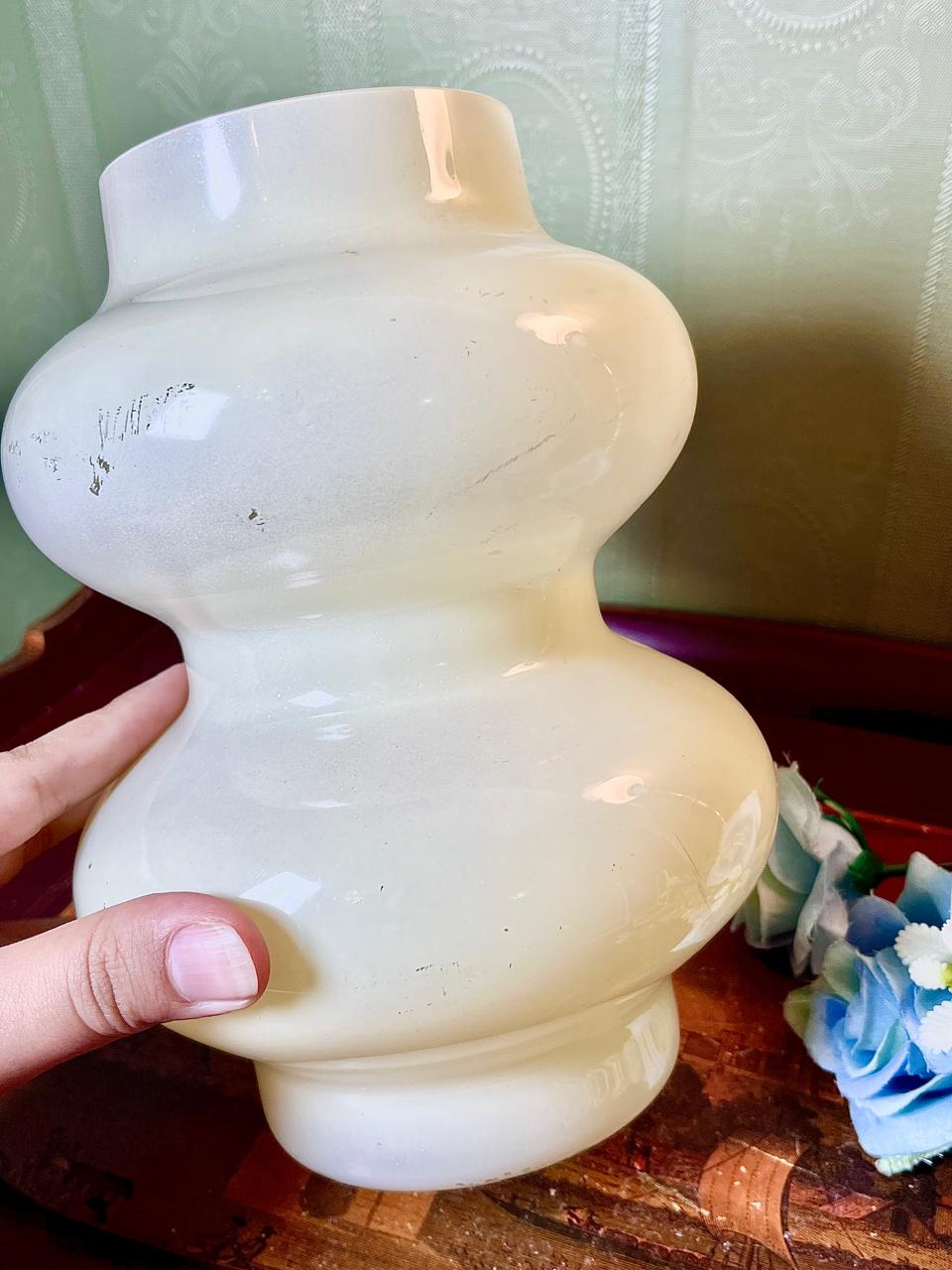 Vintage Cream Double Gourd Ceramic Vase 8 Inch