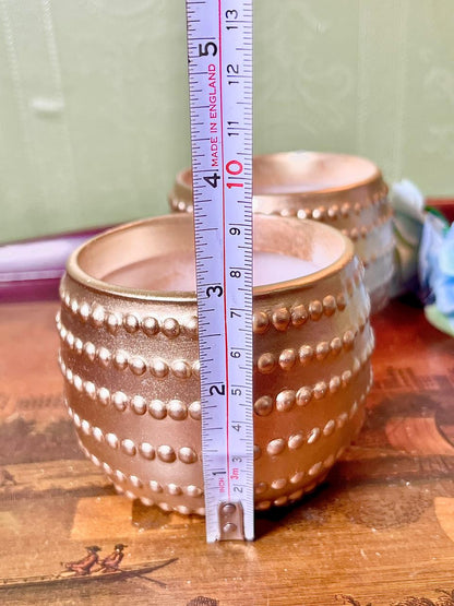 2-Piece Gold-Tone Textured Candle Holder Set 3.25 Inch