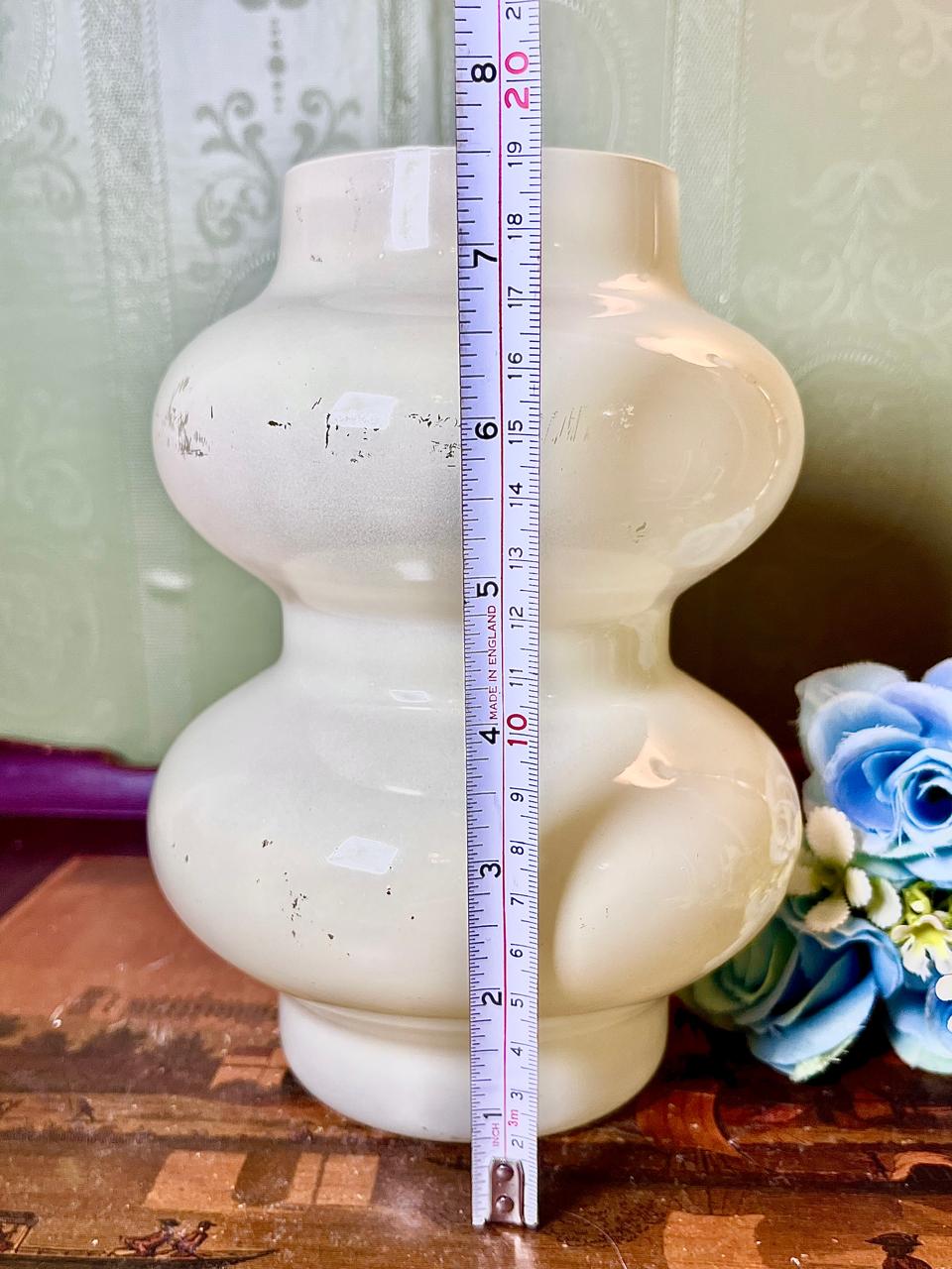 Vintage Cream Double Gourd Ceramic Vase 8 Inch