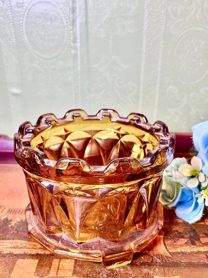 Amber Faceted Crystal Decorative Bowl 5 Inch