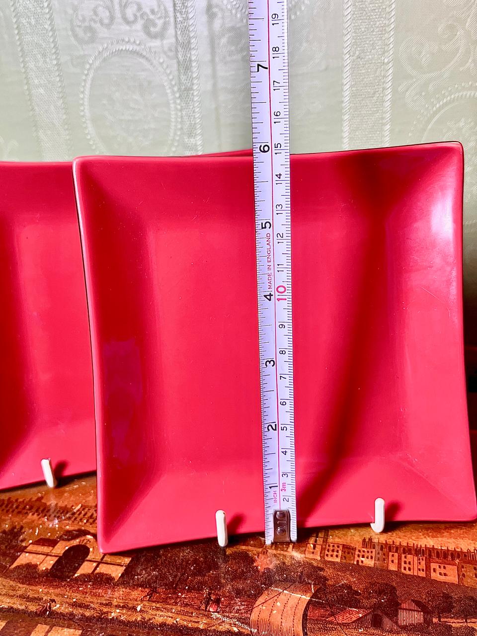 2-Piece Red Square Plate set  6 Inch
