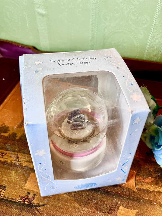 21st Birthday Water Globe with Box 4 Inch
