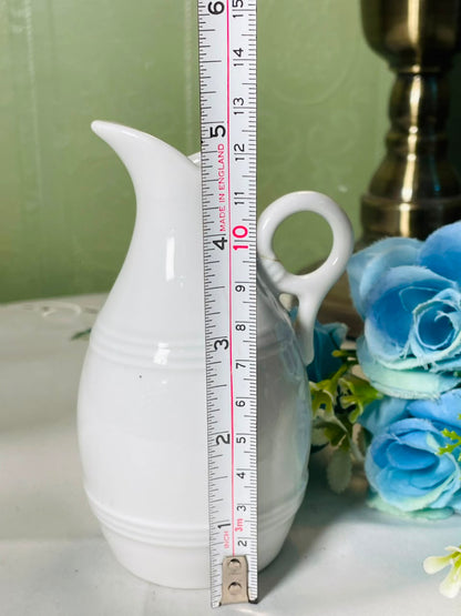 Vintage White Ceramic Jug with Loop Handle, 12 cm