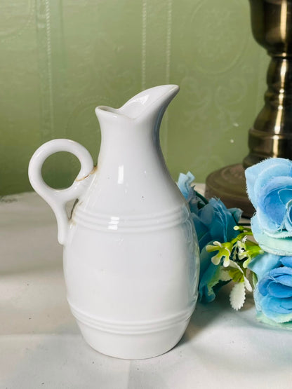Vintage White Ceramic Jug with Loop Handle, 12 cm