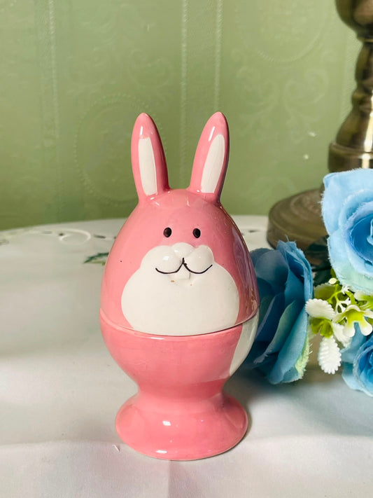 Vintage Pink Bunny Egg holder 5 Inch 1 Piece