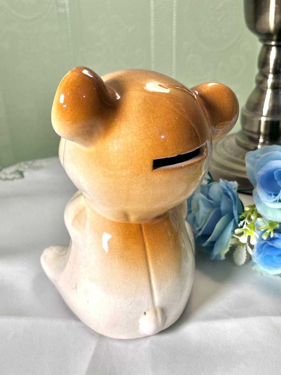 Vintage Yellow & Tan Ceramic Money box Animal Figurine 15 cm