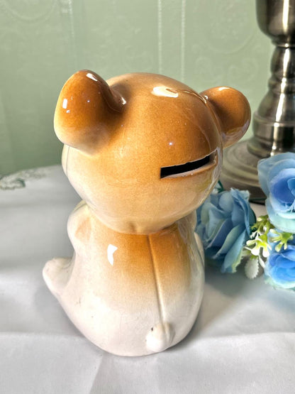 Vintage Yellow & Tan Ceramic Money box Animal Figurine 15 cm