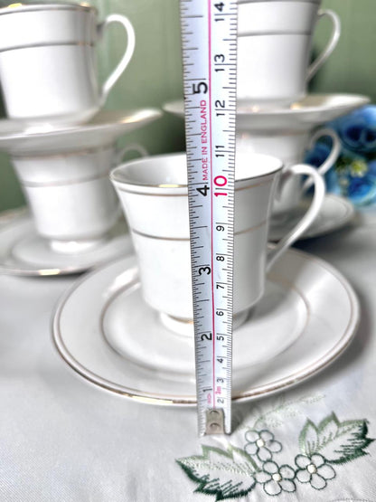 Vintage White & Gold 10-Piece Cup & Saucer Tea Set