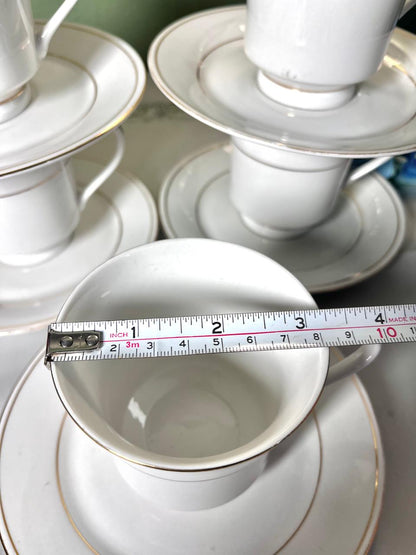 Vintage White & Gold 10-Piece Cup & Saucer Tea Set
