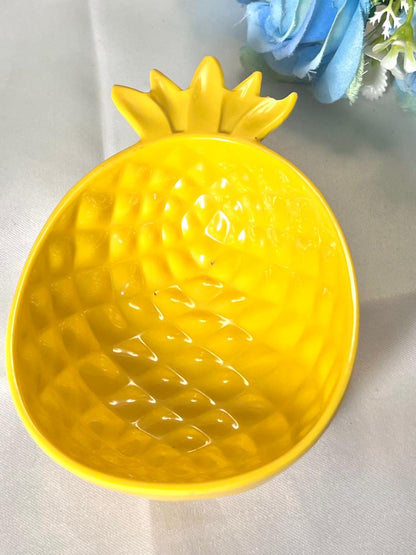 Vintage Yellow Ceramic Pineapple-Style Serving Bowl 13 cm