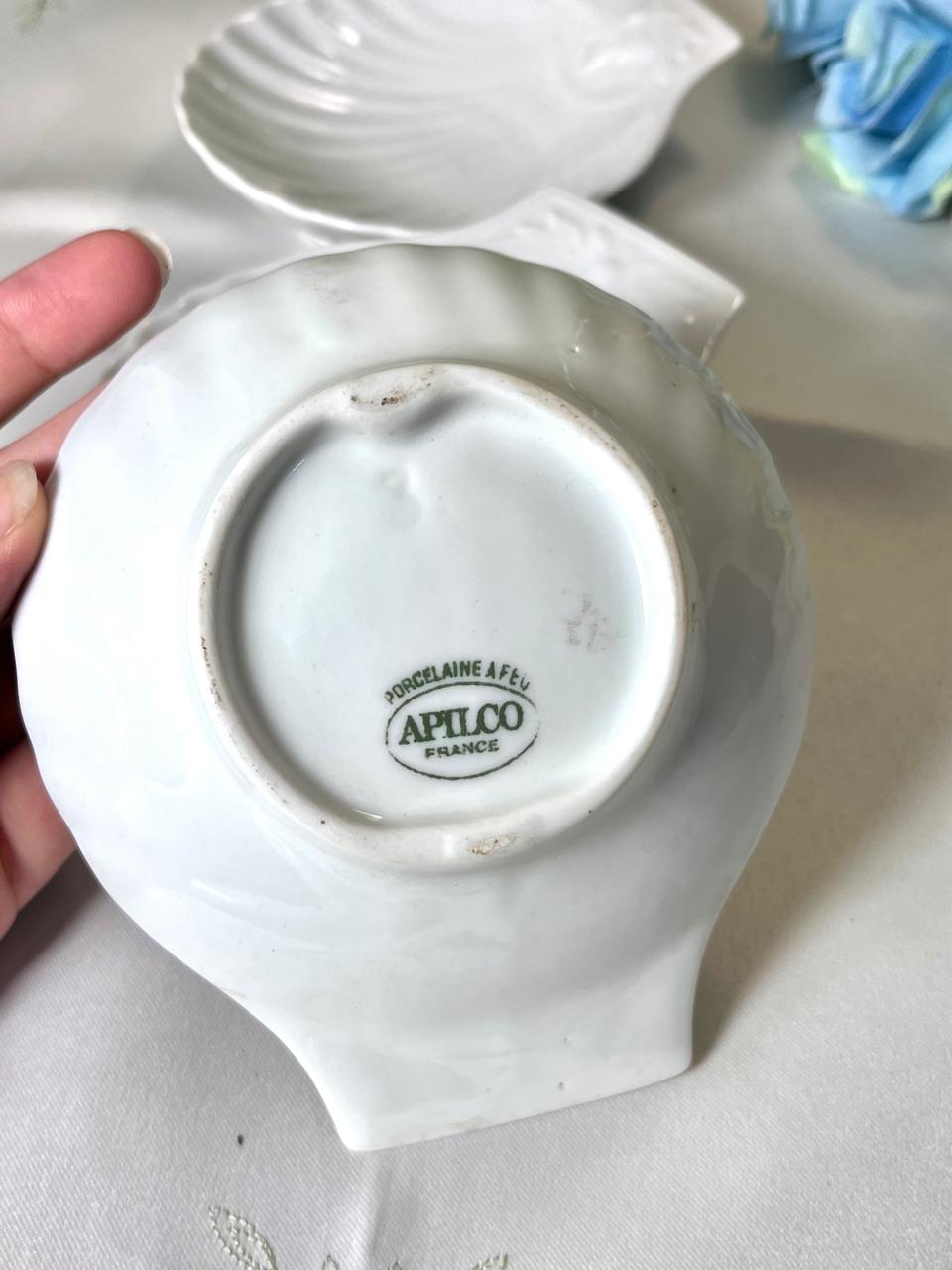 Vintage White Shell-Shaped Ceramic Dishes 3-Piece Set 12 cm