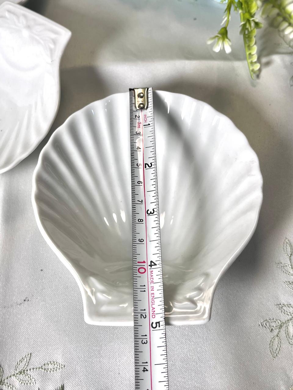 Vintage White Shell-Shaped Ceramic Dishes 3-Piece Set 12 cm