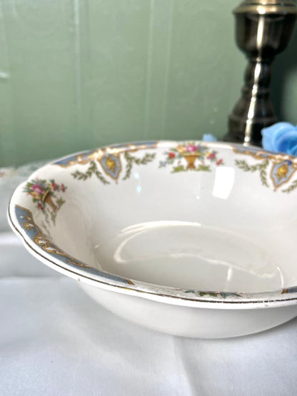 Vintage Solian Ware Soho Pottery Ltd Floral Blue & Gold Ceramic Serving Bowl 23 cm