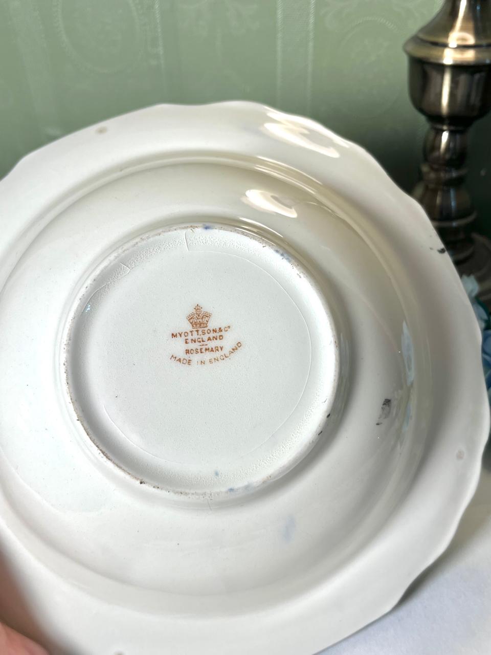 Vintage MYOTT SON&C ENGLAND
ROSEMARYCobalt Blue & Brown Floral Ceramic Serving Bowl 25 cm
