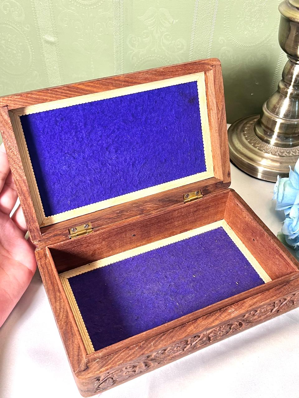 Vintage Carved Wooden Keepsake Box 21 cm