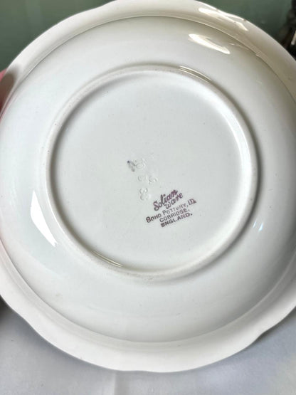 Vintage Solian Ware Soho Pottery Ltd Floral Blue & Gold Ceramic Serving Bowl 23 cm