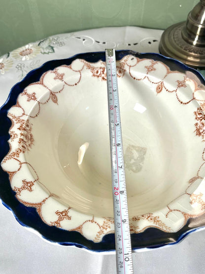 Vintage MYOTT SON&C ENGLAND
ROSEMARYCobalt Blue & Brown Floral Ceramic Serving Bowl 25 cm