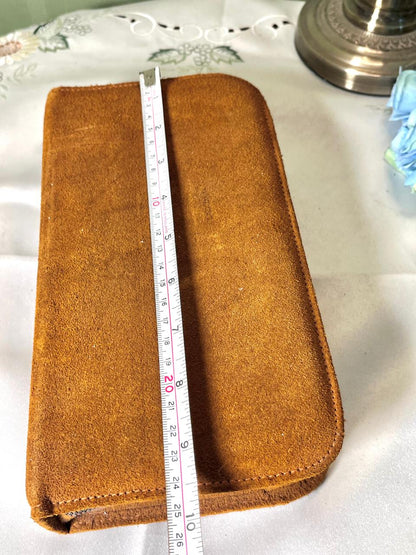 Vintage Multi-Piece Grooming Travel Set in Brown Zip Case