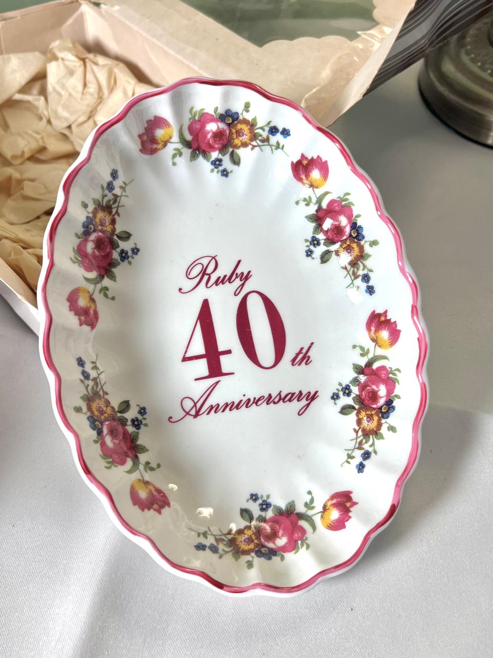 Ruby 40th Anniversary Floral Decorative Plate 17 cm