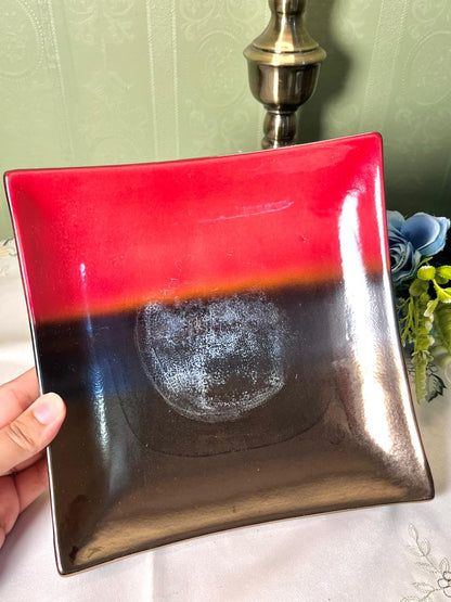 Vintage Red Black & Gold Square Serving Dish 21 cm