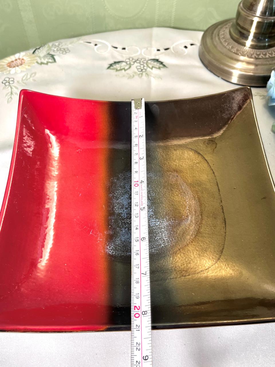 Vintage Red Black & Gold Square Serving Dish 21 cm