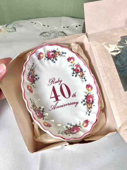 Ruby 40th Anniversary Floral Decorative Plate 17 cm