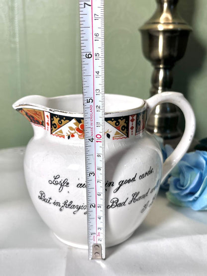 F.C. Redfern Hanley Vintage Ceramic Jug Floral Quote Design