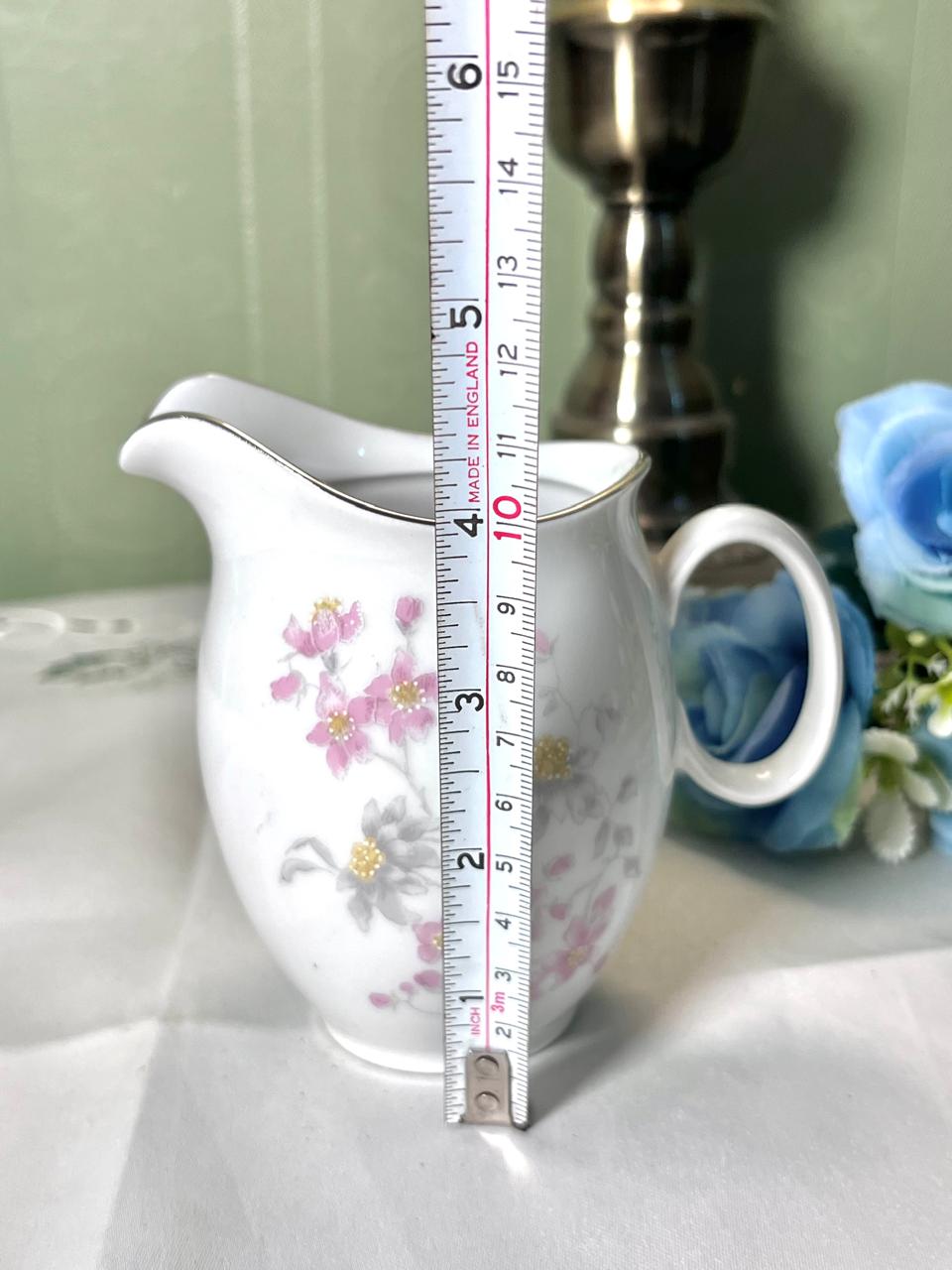 Bohemia Czechoslovakia Pink Floral Ceramic Jug 11cm