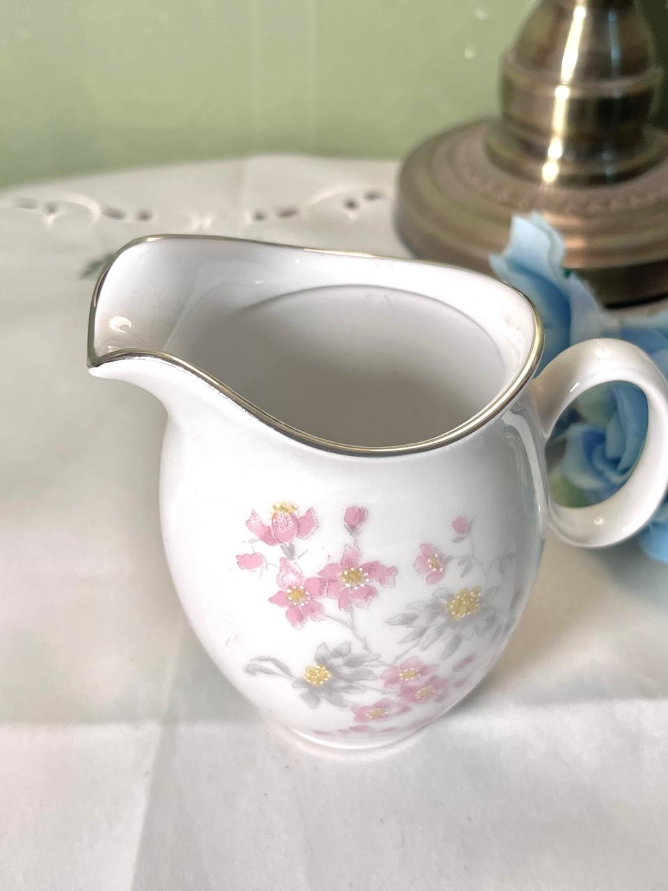 Bohemia Czechoslovakia Pink Floral Ceramic Jug 11cm