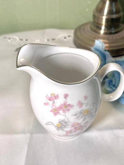 Bohemia Czechoslovakia Pink Floral Ceramic Jug 11cm