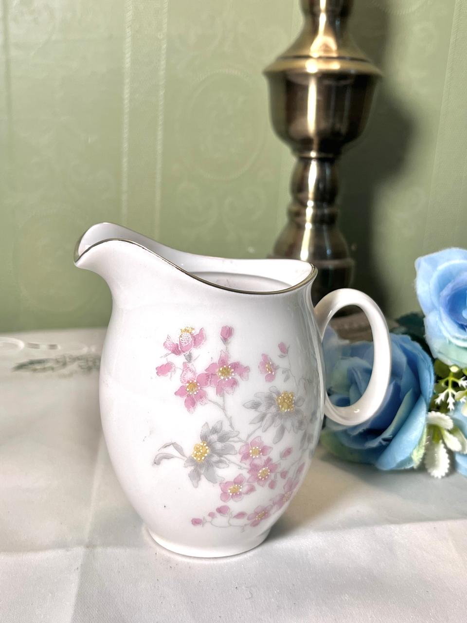 Bohemia Czechoslovakia Pink Floral Ceramic Jug 11cm