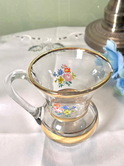 Clear Crystal Floral Jug with Gold-Tone Detail 11cm