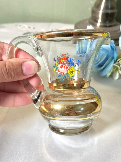 Clear Crystal Floral Jug with Gold-Tone Detail 11cm