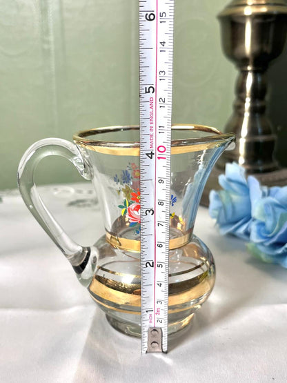 Clear Crystal Floral Jug with Gold-Tone Detail 11cm
