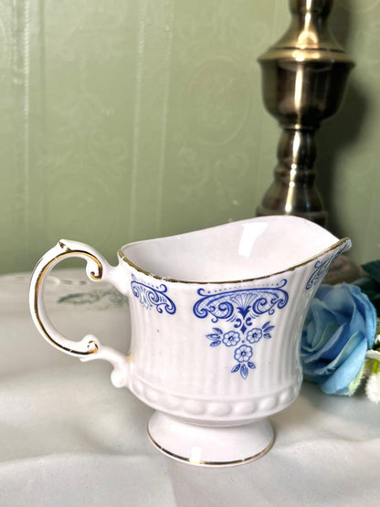 Queen's Fontainbleu Fine Bone China Blue Jug 10cm