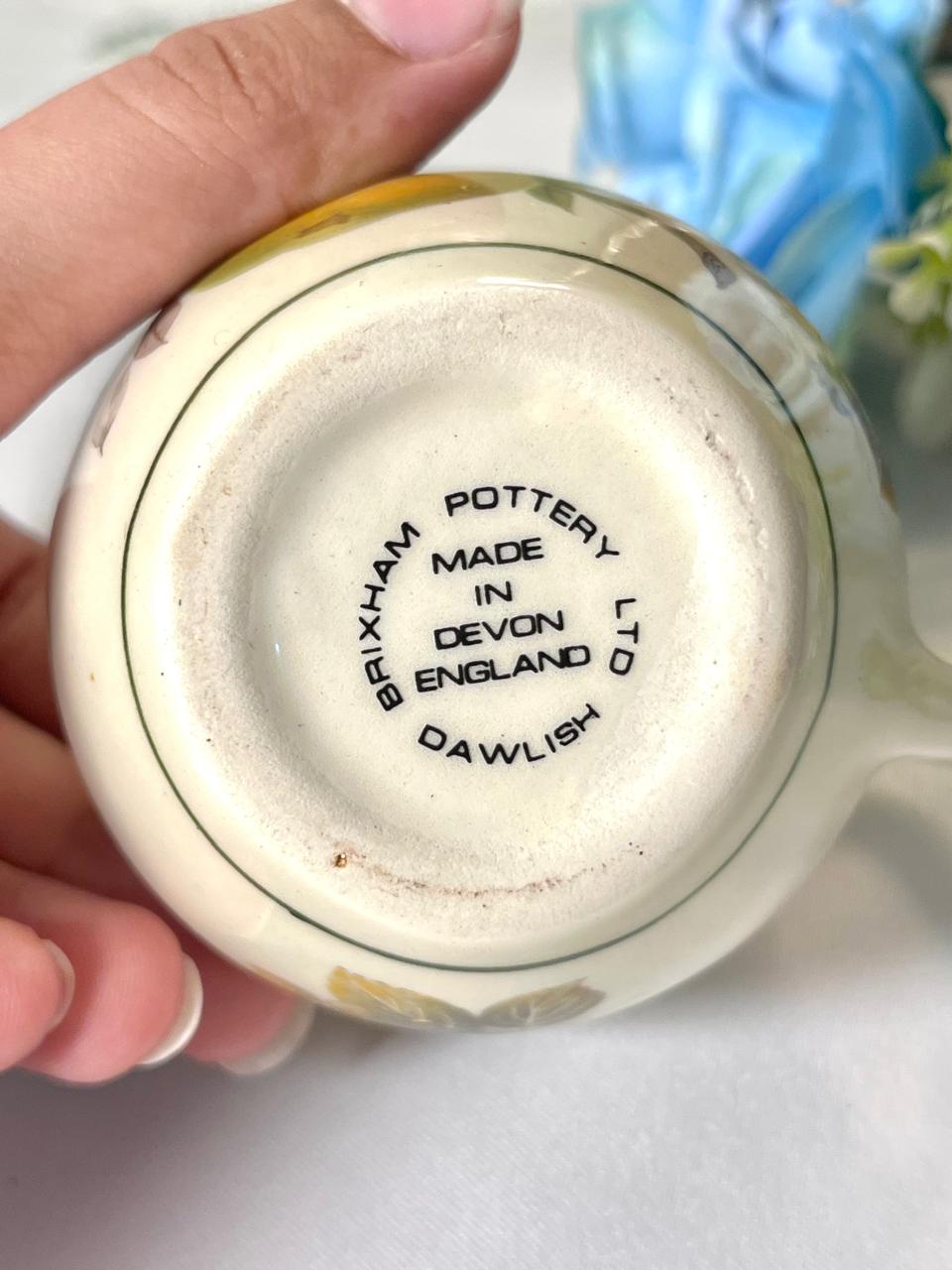 Brixham Pottery Devon Sauce Jug Floral Fruit Design 9cm