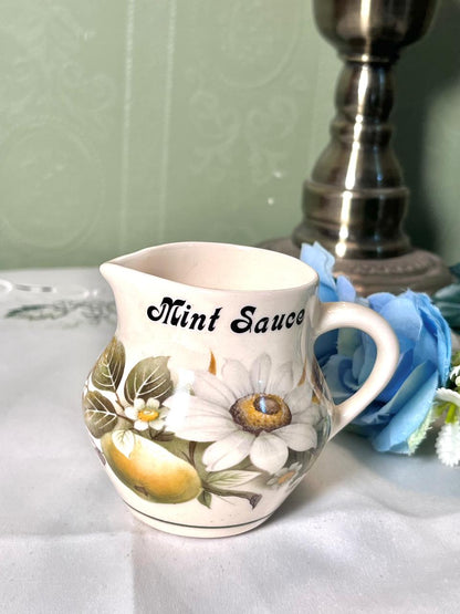 Brixham Pottery Devon Sauce Jug Floral Fruit Design 9cm