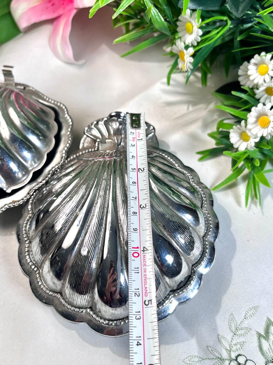 2-Piece Silver-Tone Shell Crystal Lidded Serving Dishes (Each)