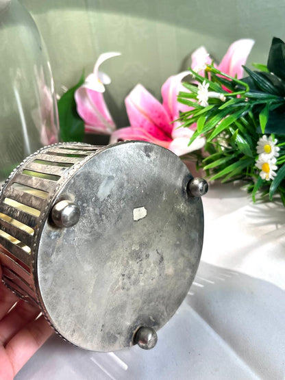 Silver-Tone Round Slotted Decorative Holder 11 cm