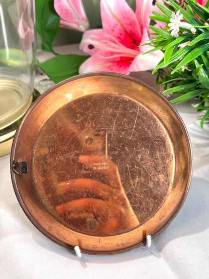 Greek Copper Chariot Decorative Wall Plate Black Red 14 cm